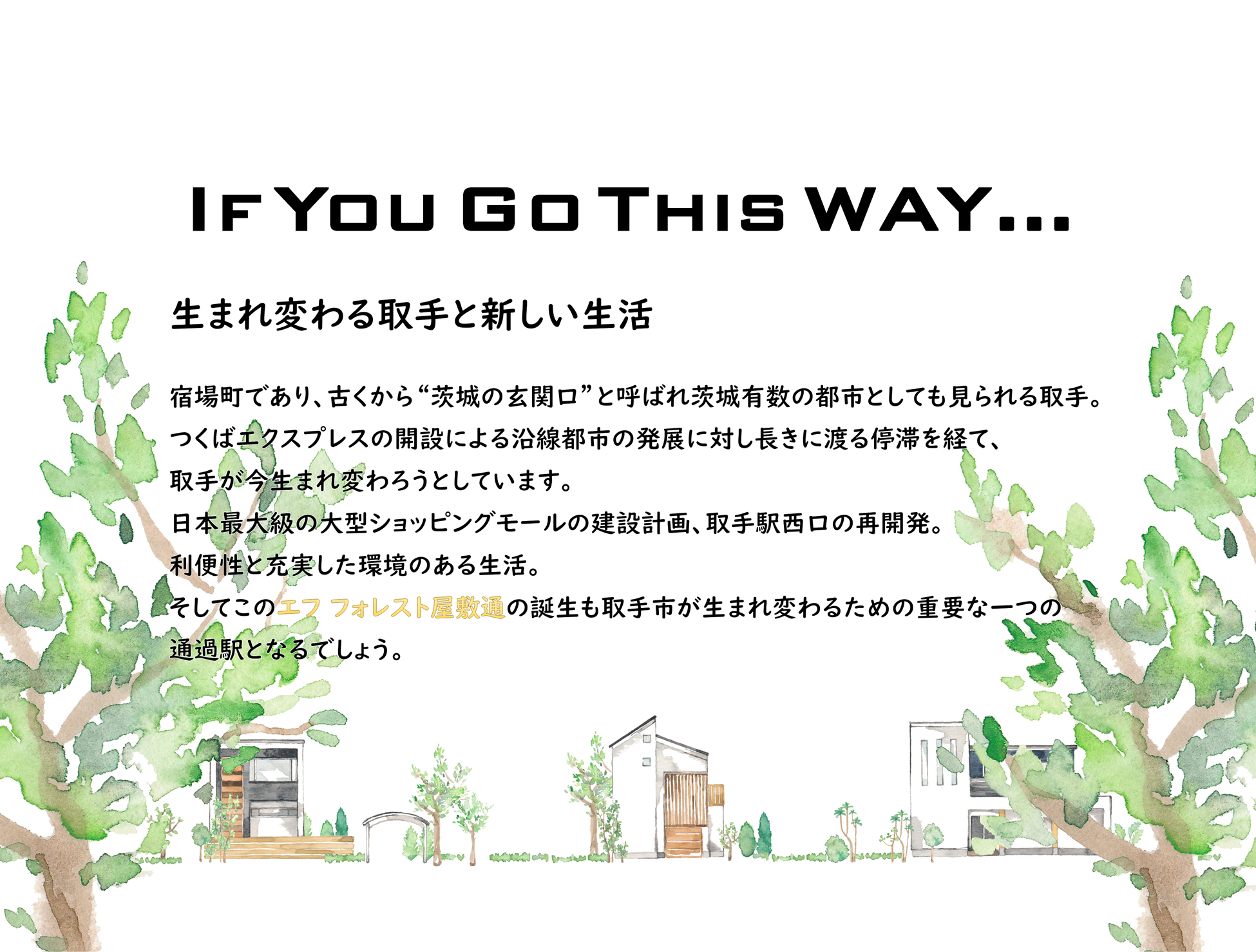 EF FOREST(エフフォレスト) 分譲地コンセプト IF YOU GO THIS WAY... 生まれ変わる取手と新しい生活